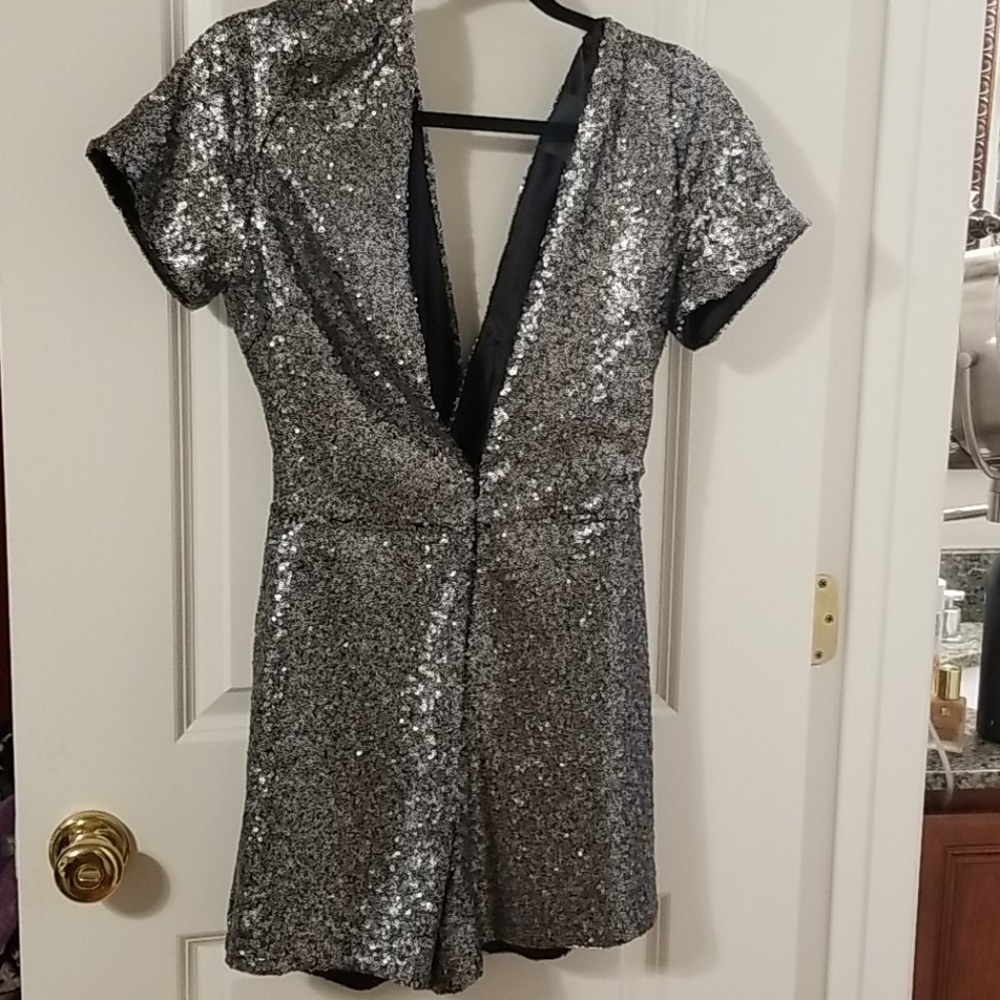EUC- Revolve, grey, sequined Romper